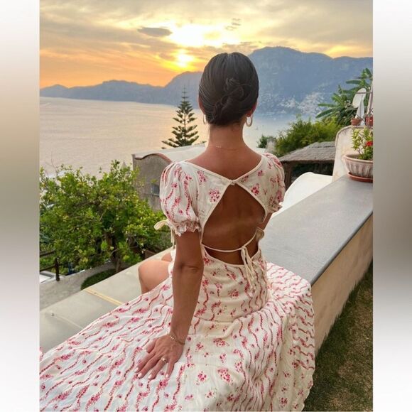 NEW FREE PEOPLE Magdalena Midi Dress In Ivory Combo MSRP $198 Size 6 - Picture 8 of 9